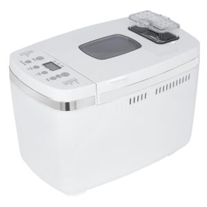 patioer bread maker machine with gluten free setting 3lb 2.5lb 2lb automatic loaf bread machine with fruit & nut dispenser 14-in-1 breadmaker dual paddle programmable 3 crust colors, white