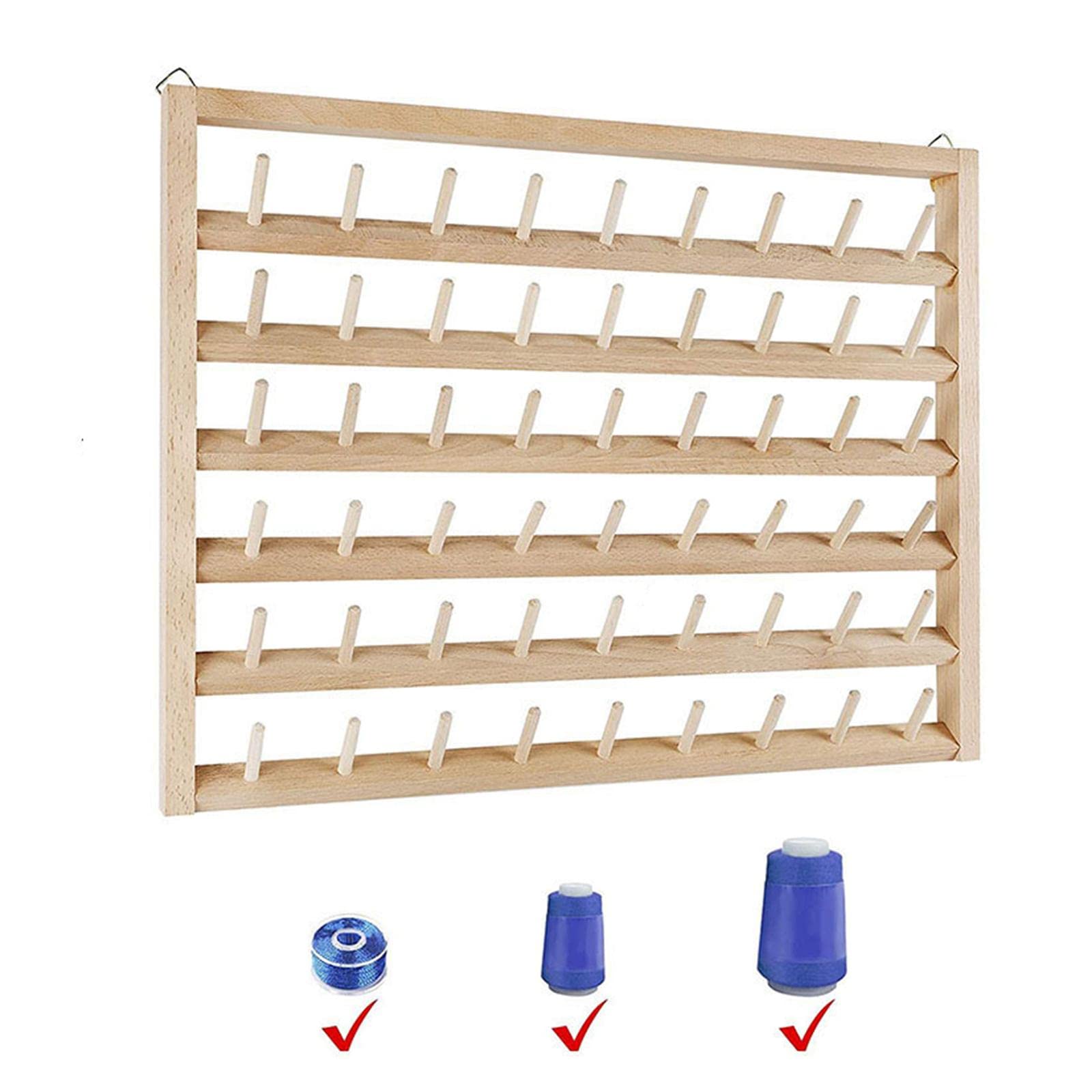 54-Spool Thread Rack, Wall-Mounted Thread Holder, Pine Thread Holder Organizer for Sewing, Embroidery, Jewelry