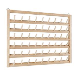 54-Spool Thread Rack, Wall-Mounted Thread Holder, Pine Thread Holder Organizer for Sewing, Embroidery, Jewelry