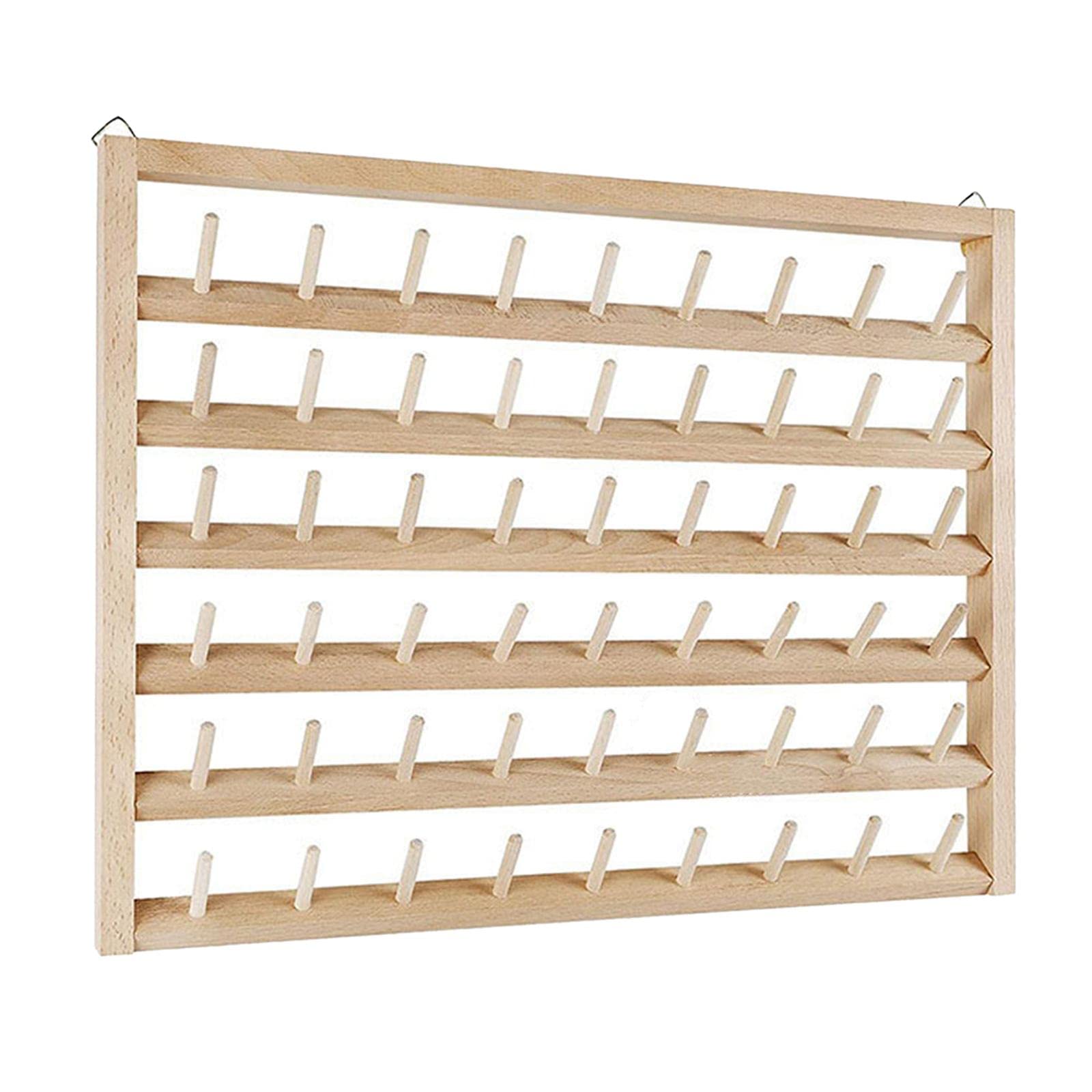 54-Spool Thread Rack, Wall-Mounted Thread Holder, Pine Thread Holder Organizer for Sewing, Embroidery, Jewelry