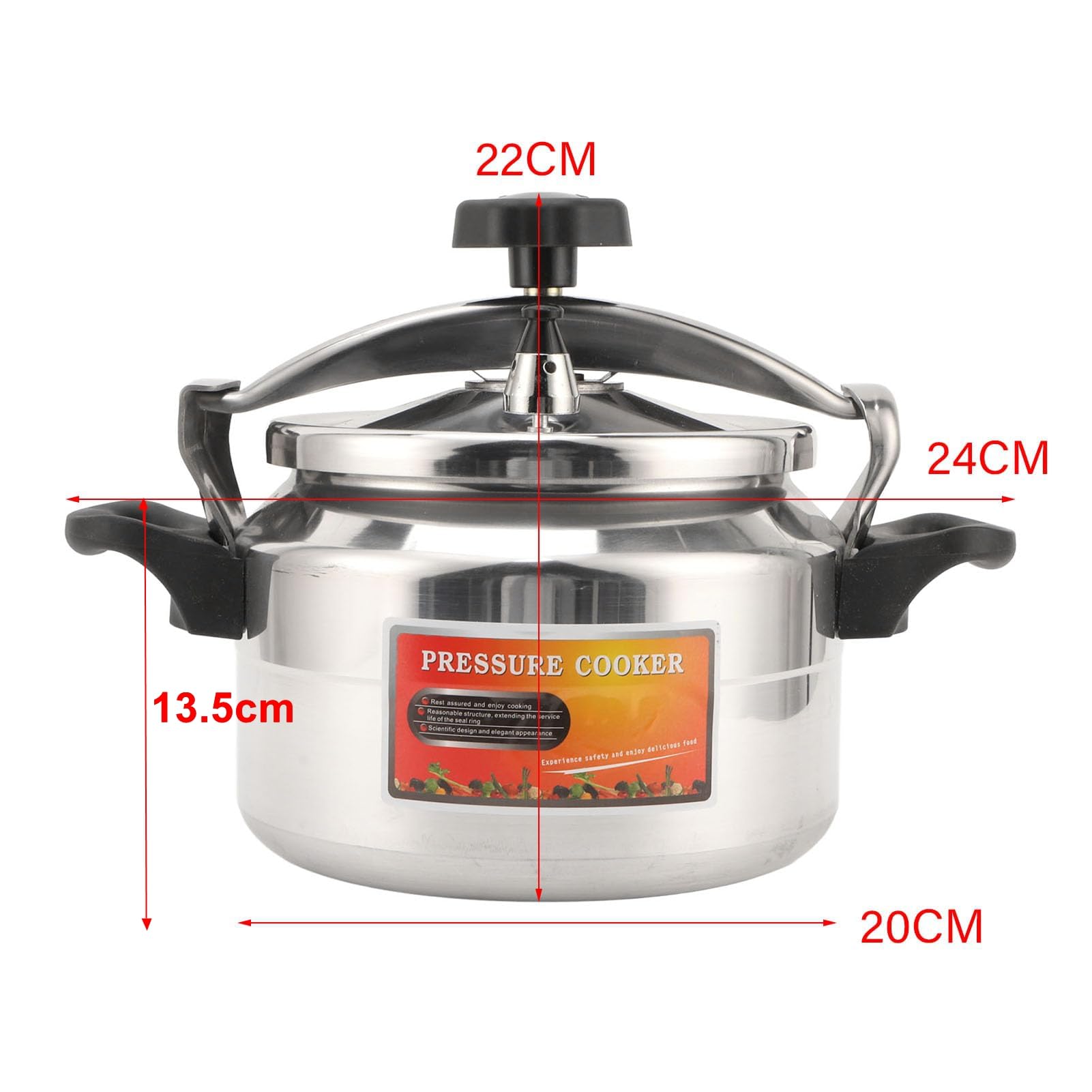 Aluminum Pressure Cooker, 3L/4L/5L Large Capacity Pressure Cooker for Gas Stove Induction Cooker, Explosion Proof Pressure Canner with Easy Lock Lid, Fast Cooking Cookware (4L-20CM Bottom)