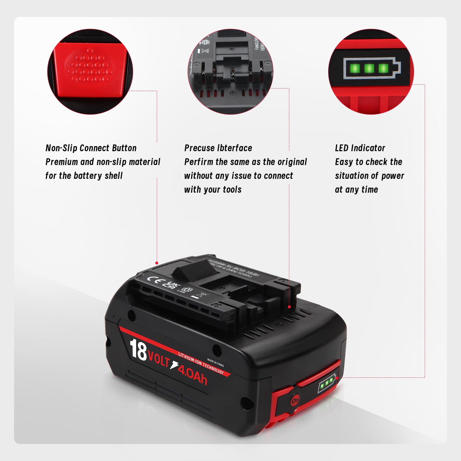 wowrmaykay Replacement for Bosch 18V Battery 4.0Ah Lithium ion Rechargeable Bateria Compatible with Bosch Tools BAT609 Batteries