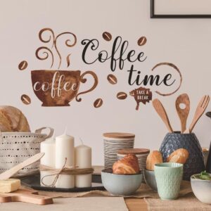 awakink coffee tea cup wall stickers murals coffee beans vinyl wall decals coffee time quotes wall art diy peel and stick home decor for kitchen cafe shop coffee station pub restaurant office