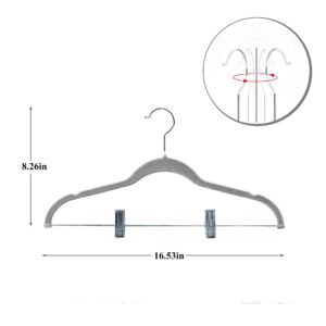 VECELO Premium Velvet Clothes Hangers Suit with Metal Clips (20 Pack)-Non Slip & Space-Saving with 1 Magic Hangers & 2 Tie Rack Excellent for Men and Women