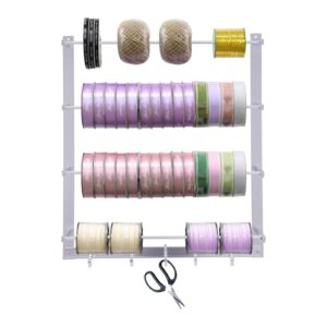 linishop 1pc wire spool rack wall mount thread rack sewing tool sewing ribbon thread organizer holder sewing spool ribbons roll storage sewing tool w/4 rods for key holder aluminum alloy silver new