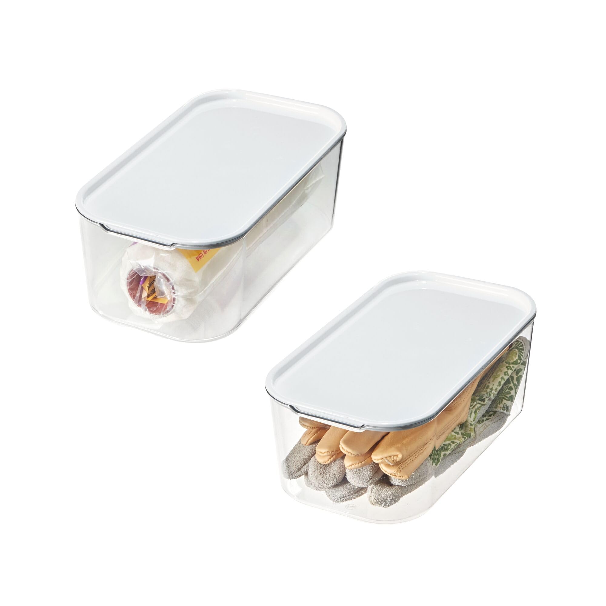 iDesign Short Inner Storage Bin with Lid, Set of 2, The Wallspace Collection, Clear Bin