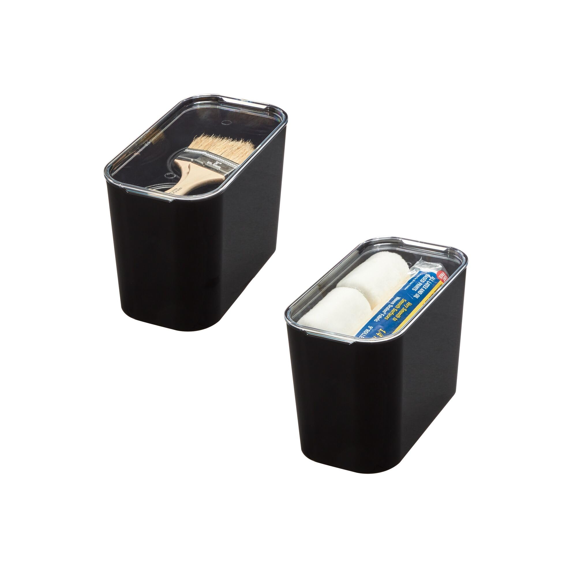 iDesign Tall Inner Storage Bin with Lid, Set of 2, The Wallspace Collection, Clear Bin