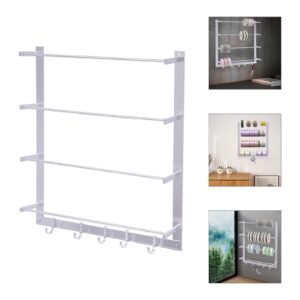 LINISHOP 1Pc Wire Spool Rack Wall Mount Thread Rack Sewing Tool Sewing Ribbon Thread Organizer Holder Sewing Spool Ribbons Roll Storage Sewing Tool w/4 Rods for Key Holder Aluminum Alloy Silver New