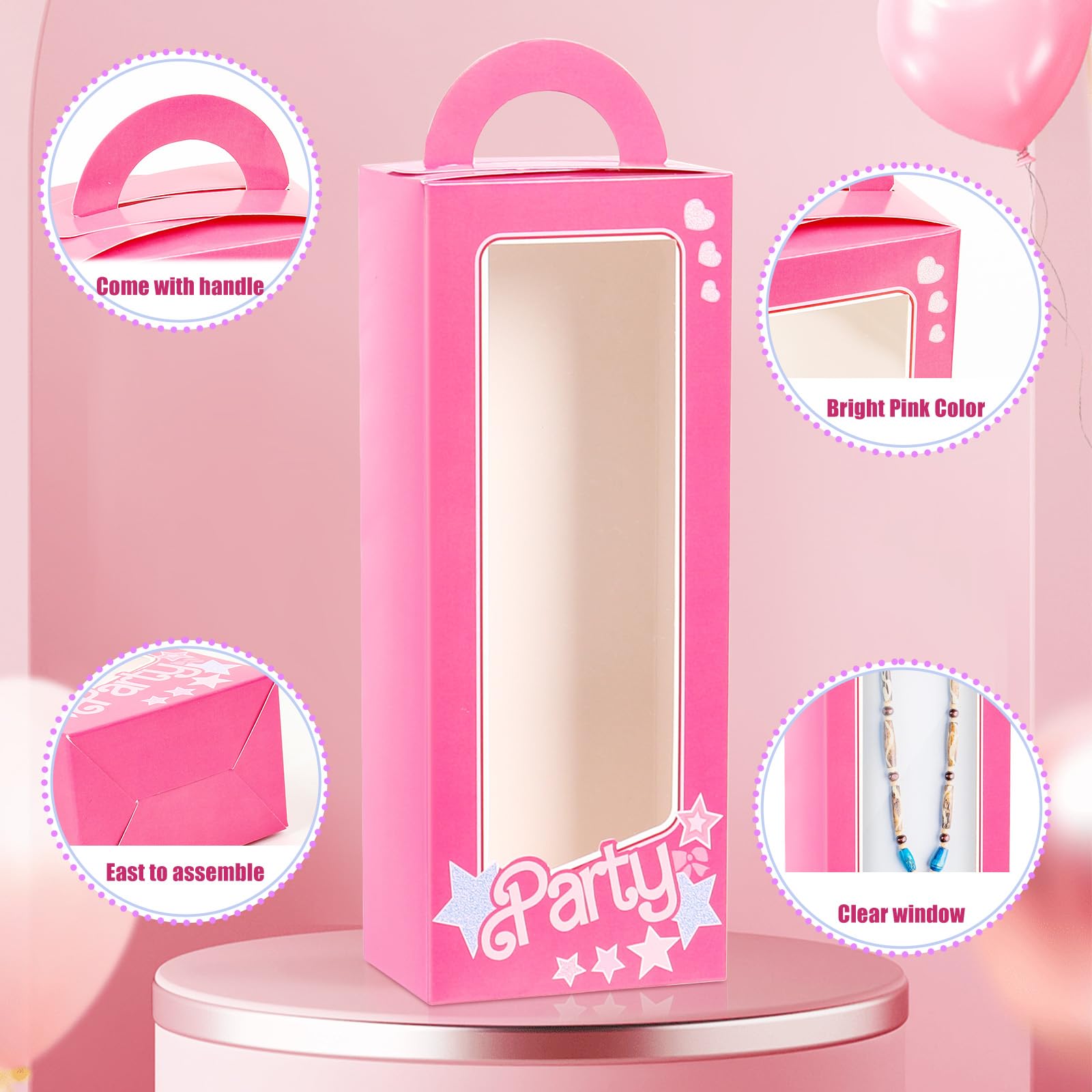 18 Pack Party Boxes Pink Candy Boxes Party Props Pink Gift Bags Party Favor Bags Goodie Bags Party Treat Bags Pink Doll Party Favor Boxes For Cute Girls Women