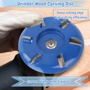 Wood Carving Disc, 6 Teeth Stump Grinder, Tungsten Steel Angle Grinder Stump Grinder Teeth, Arc Blade and Flat Blade Optional (9cm Diameter 1.6cm Thickness 1.5cm Tooth Length)