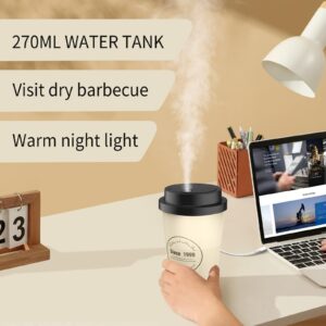 bestmoument Portable Small Cool Mist Humidifiers 270ML - USB Desktop Humidifier for Plants, Office, Car, Baby Room with Auto Shut Off & Night Light - Quiet Mini Humidifier