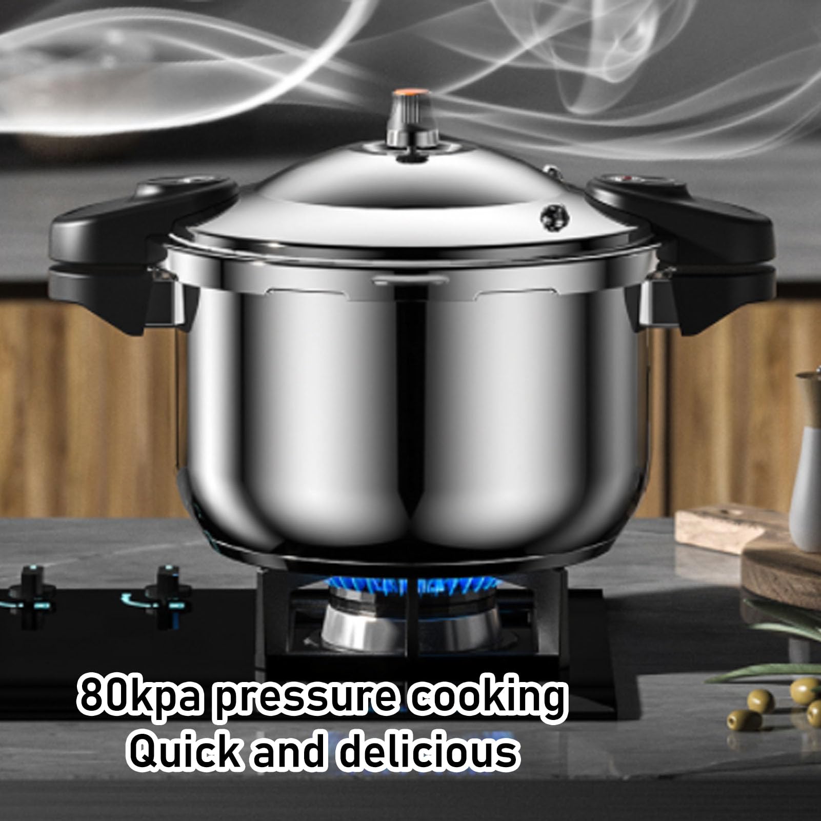 Stainless Steel Pressure Cooker, 80kpa Dual Handle Pressure Canner Large Capacity Pressure Cooking Pot Kitchen Pressure Pan for Gas Stove Electric Stove Induction