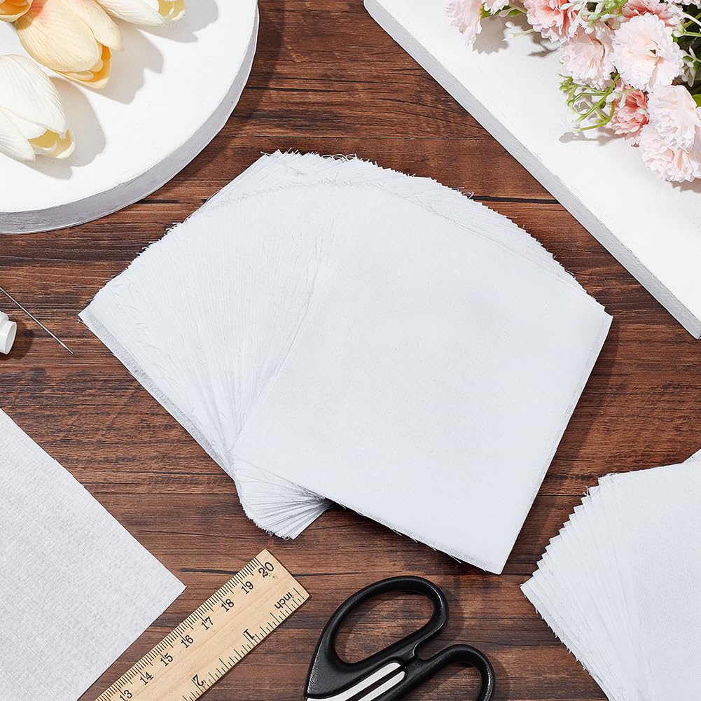 NBEADS 100 Pcs White Cotton Fabric, 4.7×4 in Quilting Cotton Squares Solid Color Precut Fabric Pieces Embroidery Fabric Cotton for DIY Sewing Craft