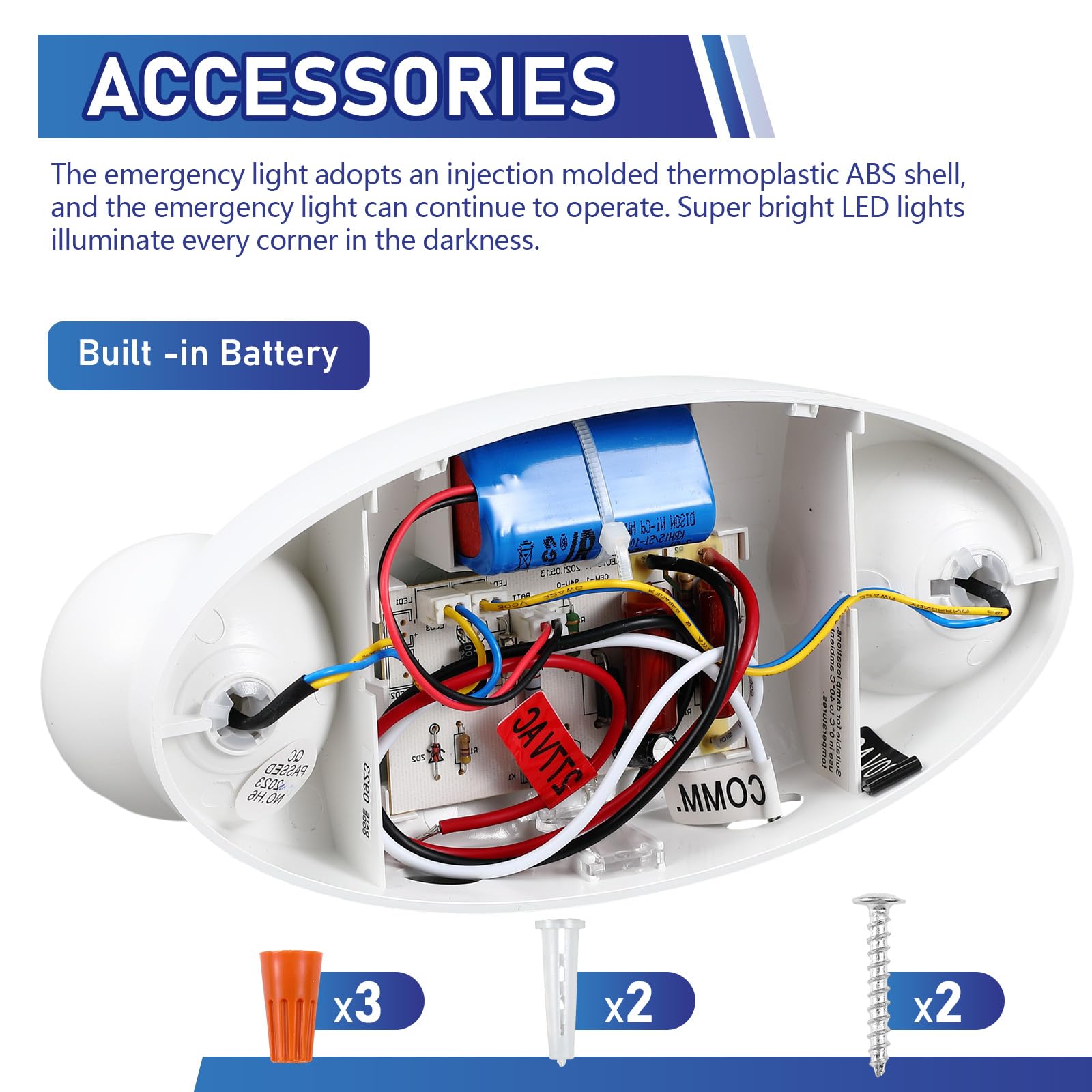 Baquler 4 Pcs LED Emergency Light with Battery Backup 2 Adjustable Head AC 120/277V LED Emergency Lighting UL Certification Emergency Exit Light Commercial Emergency Light Fixture for Business Home