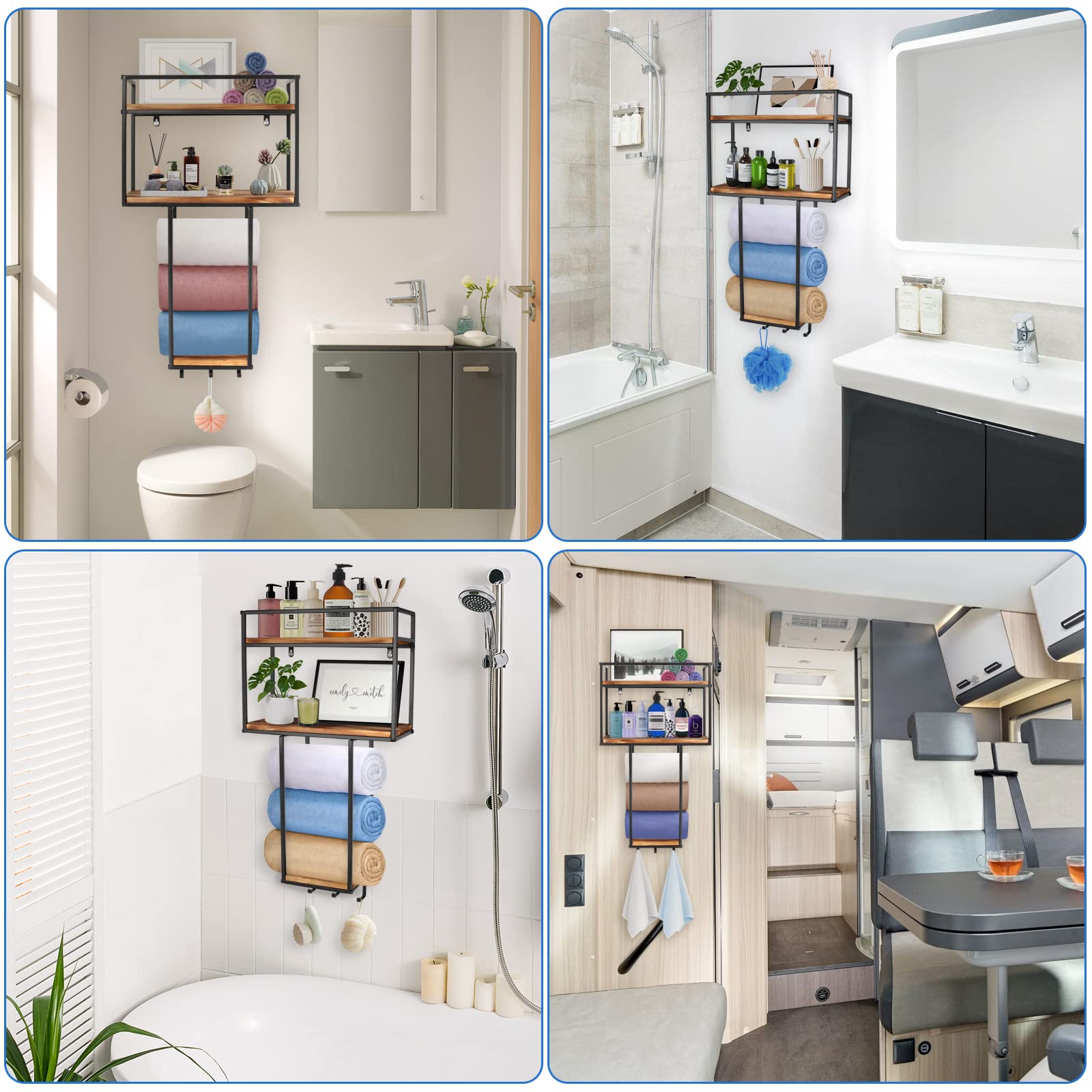 MOUGIGI Towel Rack Wall Mounted - Space-Saving Design for Small Bathrooms - Versatile Organizer for Towels, Blankets, and More - Ideal for RVs and Hotels