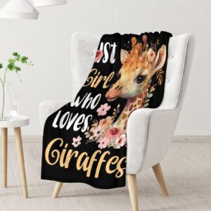 Giraffe Blanket Gifts - 40"x50" Cute Throw Blanket for Girls - Black Soft Plush Blankets for Couch, Sofa