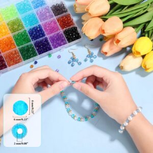 Paxcoo 1820Pcs Crystal Beads for Jewelry Making, Crystal Acrylic Beads Faceted Jewelry Beads Bicone Gem Beads for Jewelry Making (6 MM)