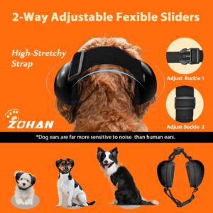 ZOHAN Dog Ear Muffs for Noise Protection, Comfort Dog Noise Cancelling Ear Muffs with Fast Snap Lock for Fireworks, Thunder, Vacuums(Black,S)