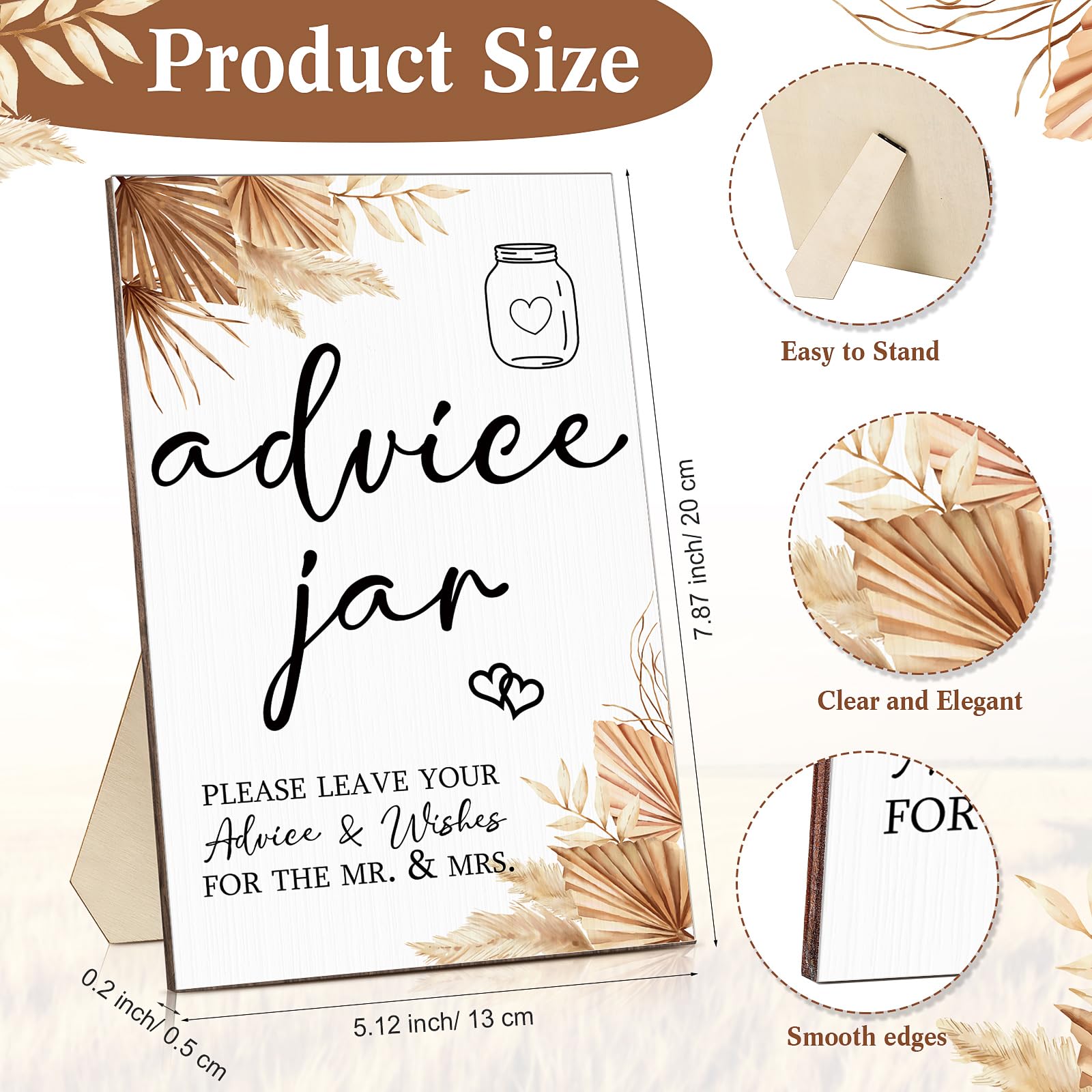 Sintuff 114 Pieces Boho Theme Bridal Shower Decoration Include Advice and Wishes for the Mr and Mrs Wedding Advice Sign with Holder 100 Advice and Wishes Cards 12 Pens PET Wedding Wish Jar for Guests