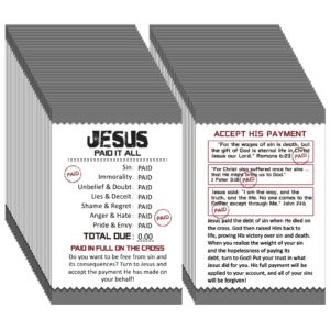 noveread 200 pcs gospel tract card salvation cards pocket holy postcard prayer postcards christian inspirational bible verses bookmark for christian gift(classic color,jesus paid it all)