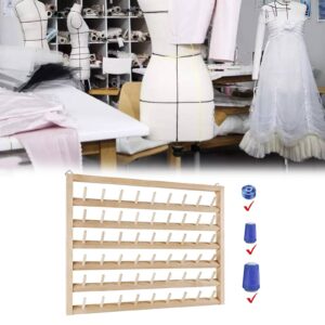 54-Spool Thread Rack, Wall-Mounted Thread Holder, Pine Thread Holder Organizer for Sewing, Embroidery, Jewelry