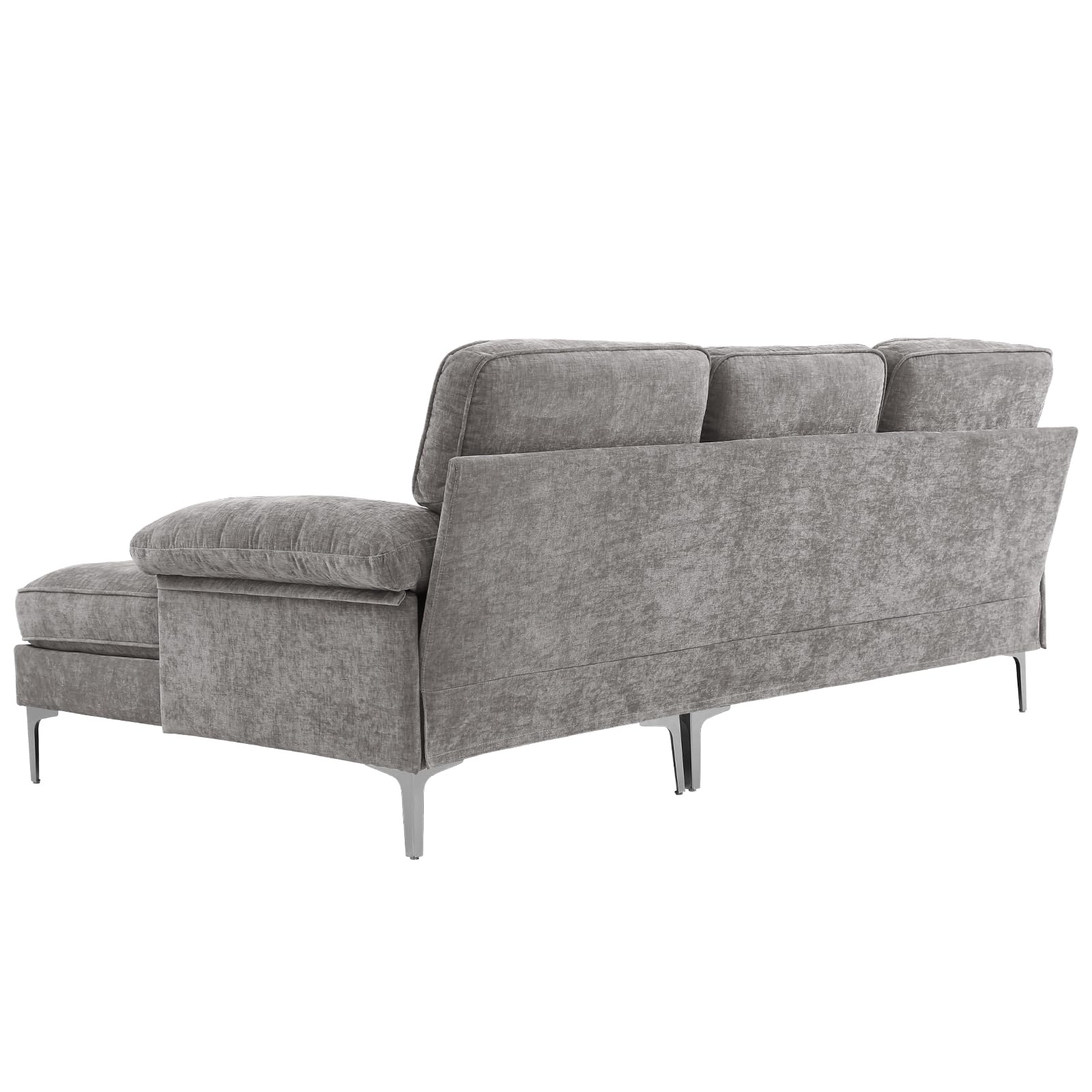 KIMOHOME 81" Convertible Sectional Sofa Couch, Chenille L-Shape Sofa Couch with Wide Chaise Lounge for Living Room, Small Couches for Small Spaces(Light (Light Grey)