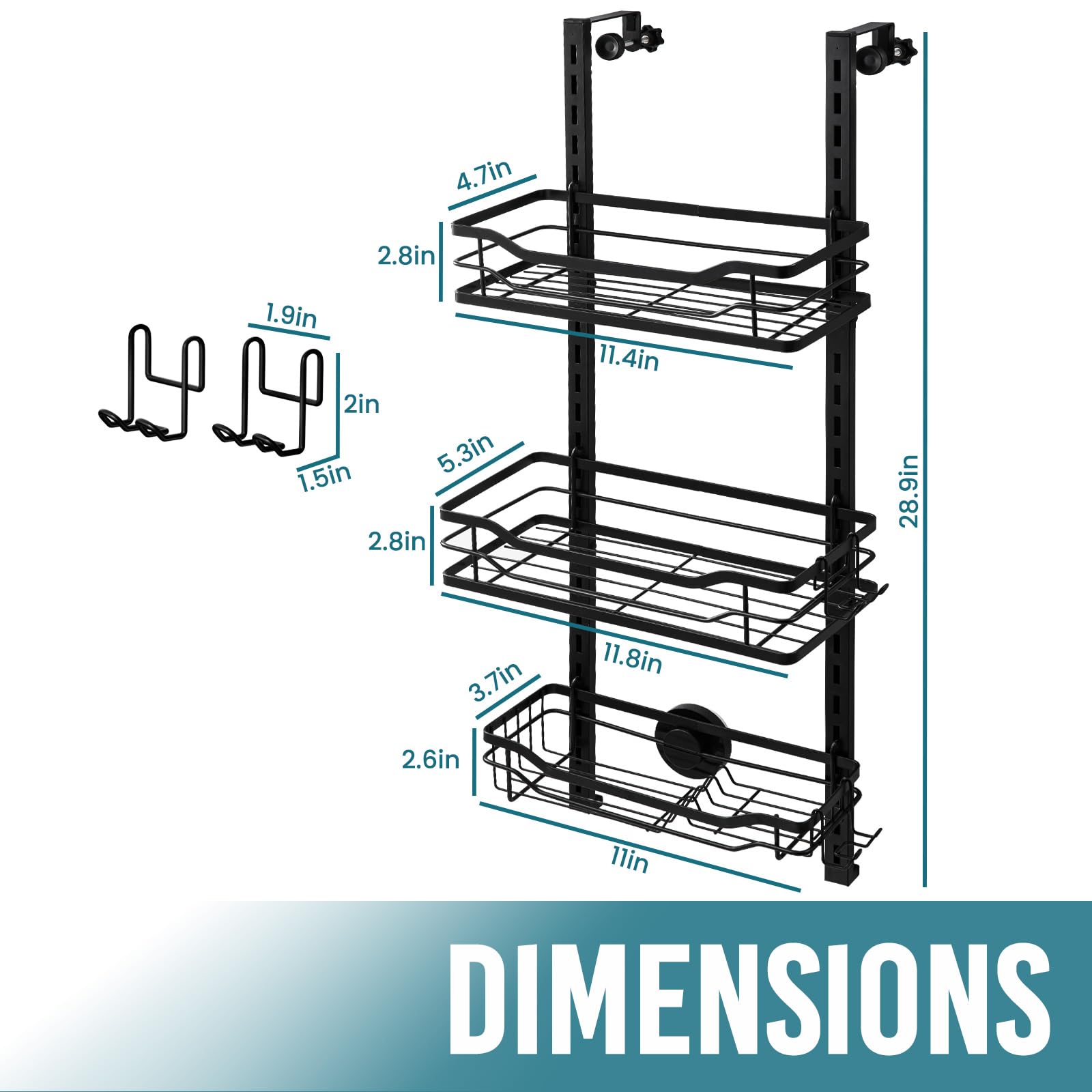 TAILI Hanging Shower Caddy Over The Door Adjustable Hanging Organizer Rack with Hooks, Sturdy Rust Proof Hanging Shower Organizer Shelf Basket Storage Rack, No Drilling