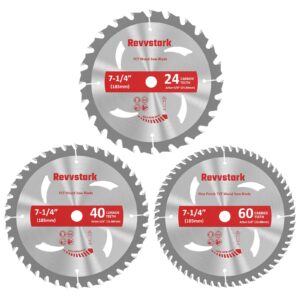 3 pack 7 1/4 circular saw blade 24t&40t&60t combo, tct atb 24t framing, 40t ripping & crosscutting, 60t finish saw blade for various wood cutting, 5/8" arbor, fit dewalt craftsman ryobi milwaukee