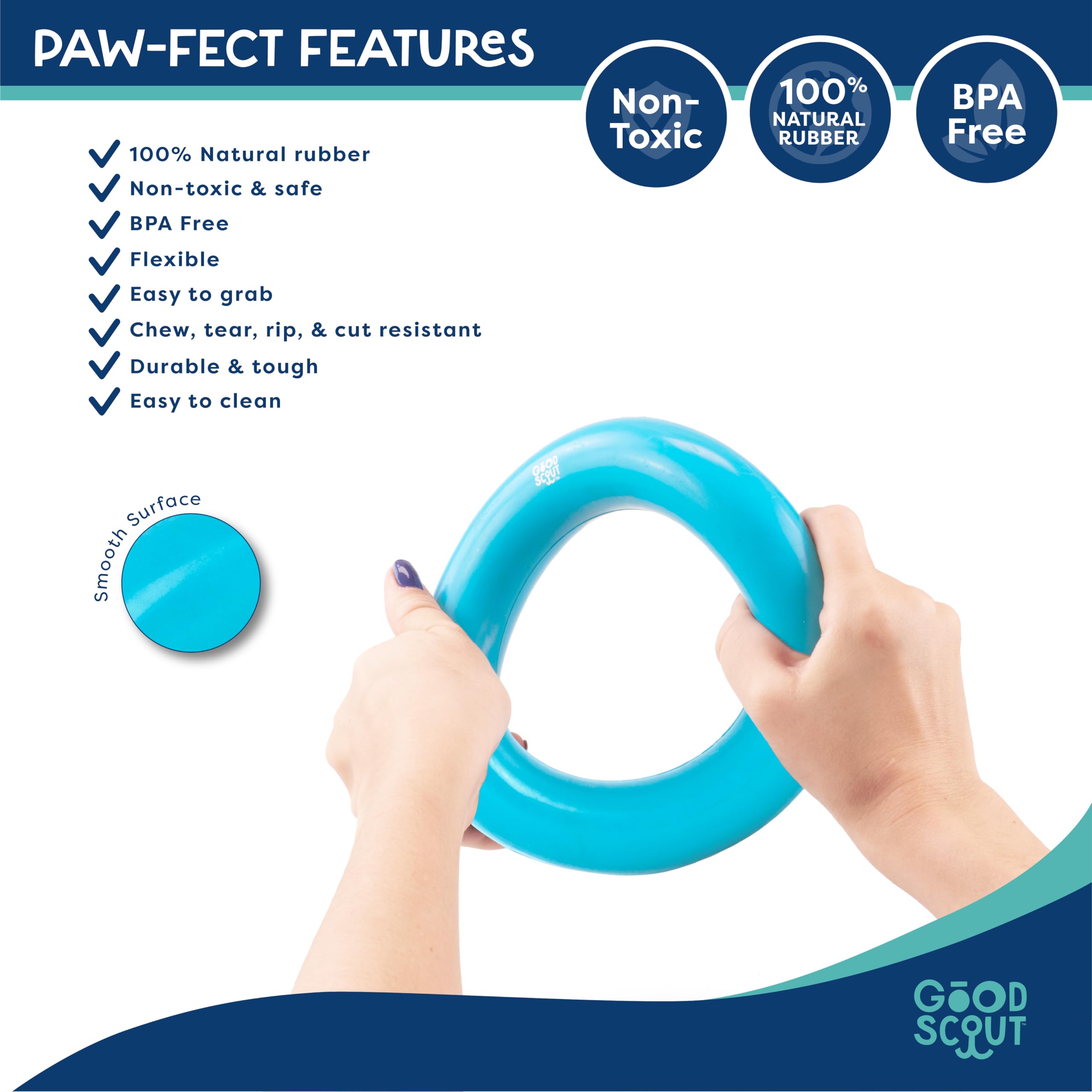 Good Scout Rubber Ring Dog Toy for Tugging & Chewing, Best Dog Toy for Fetch, Aggressive Chew Toy for Puppies & Adult Dogs, No Stuffing Dog Toy for Medium & Large Dogs