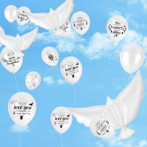 YFDFFSDCY 40 Pcs White Dove Memorial Balloons to Release in Sky White Funeral Balloons for Life Party Remembrance Decorations Personalized Biodegradable Balloons for Dove Balloons Memorial Release