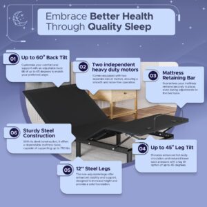 Celestial Aurora Adjustable Bed Base (Frame) + 12 inch Gel Memory Foam Mattress (Medium Soft), Easy Assembly, Head and Foot Lift, Zero Gravity, Memory Positions, CertiPUR-US Bed - TwinXL