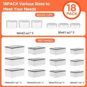 Winproper 36 PCS Food Storage Containers with Lids Airtight (18 Freezer Containers with 18 Lids) - Leakproof Plastic Meal Prep Containers for Pantry, Kitchen Storage and Organization with Labels & Pen