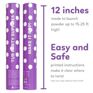 TUR Party Supplies Purple Powder Poppers Biodegradable Cannons 2 Pack Purple Biodegradable Powder | Launches up to 25ft | 12 inch | Powder Poppers for Celebrations, Festivals, and Parties