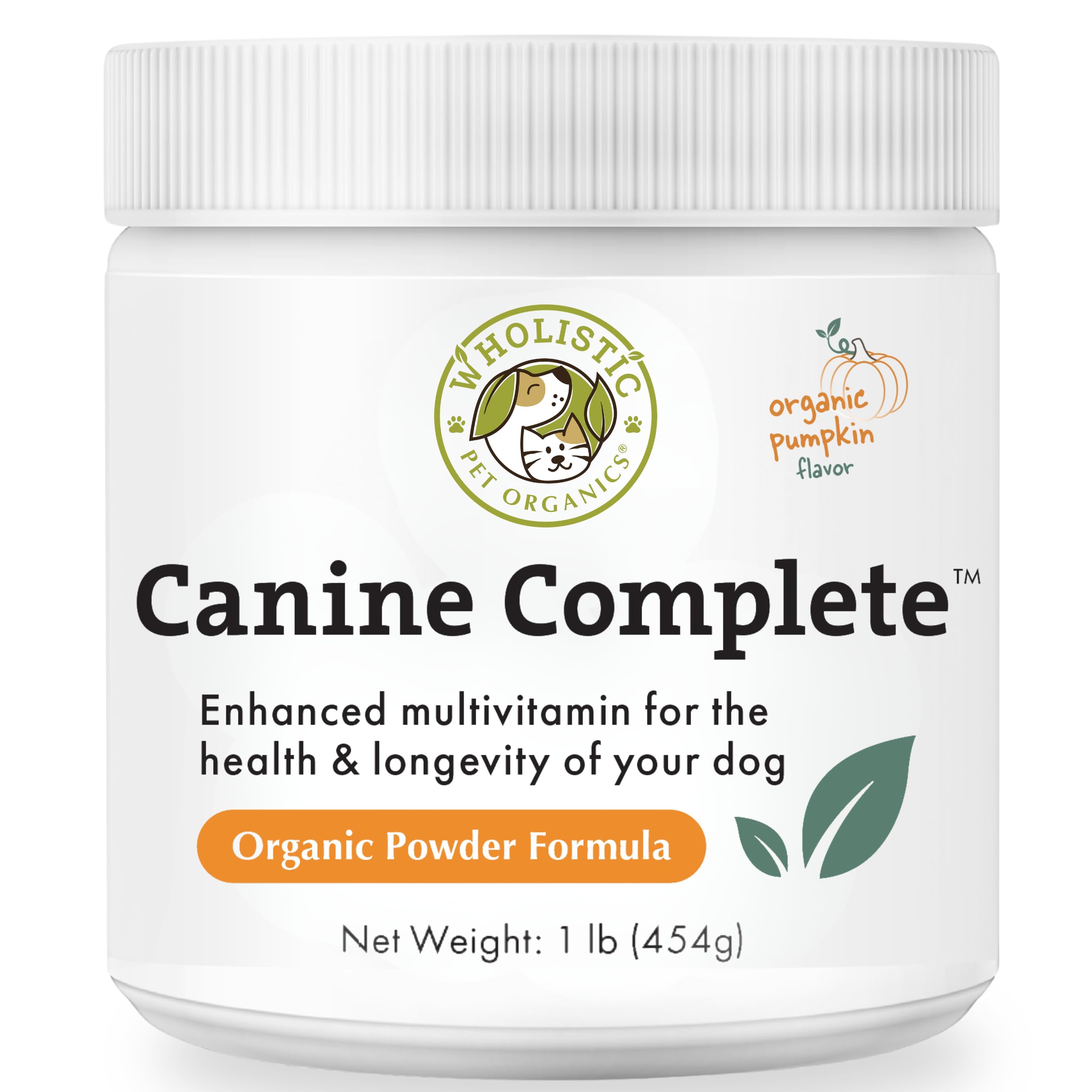 Wholistic Canine Complete with Organic Pumpkin for Dogs - 1 Lb - Dog Vitamins and Supplements with Pumpkin Powder for Digestion, Skin & Coat Health - Multivitamin for Dogs with Probiotics & Fiber