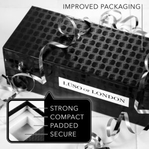 Lüso of London - Black Scented Mens Candles for Home, 3 Candles for Men Presented in a Striking Black Gift Box. The Perfect Candle Set of Manly Candles for Men. Black Candle Gifts for Men