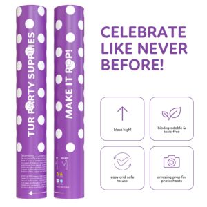 TUR Party Supplies Purple Powder Poppers Biodegradable Cannons 2 Pack Purple Biodegradable Powder | Launches up to 25ft | 12 inch | Powder Poppers for Celebrations, Festivals, and Parties