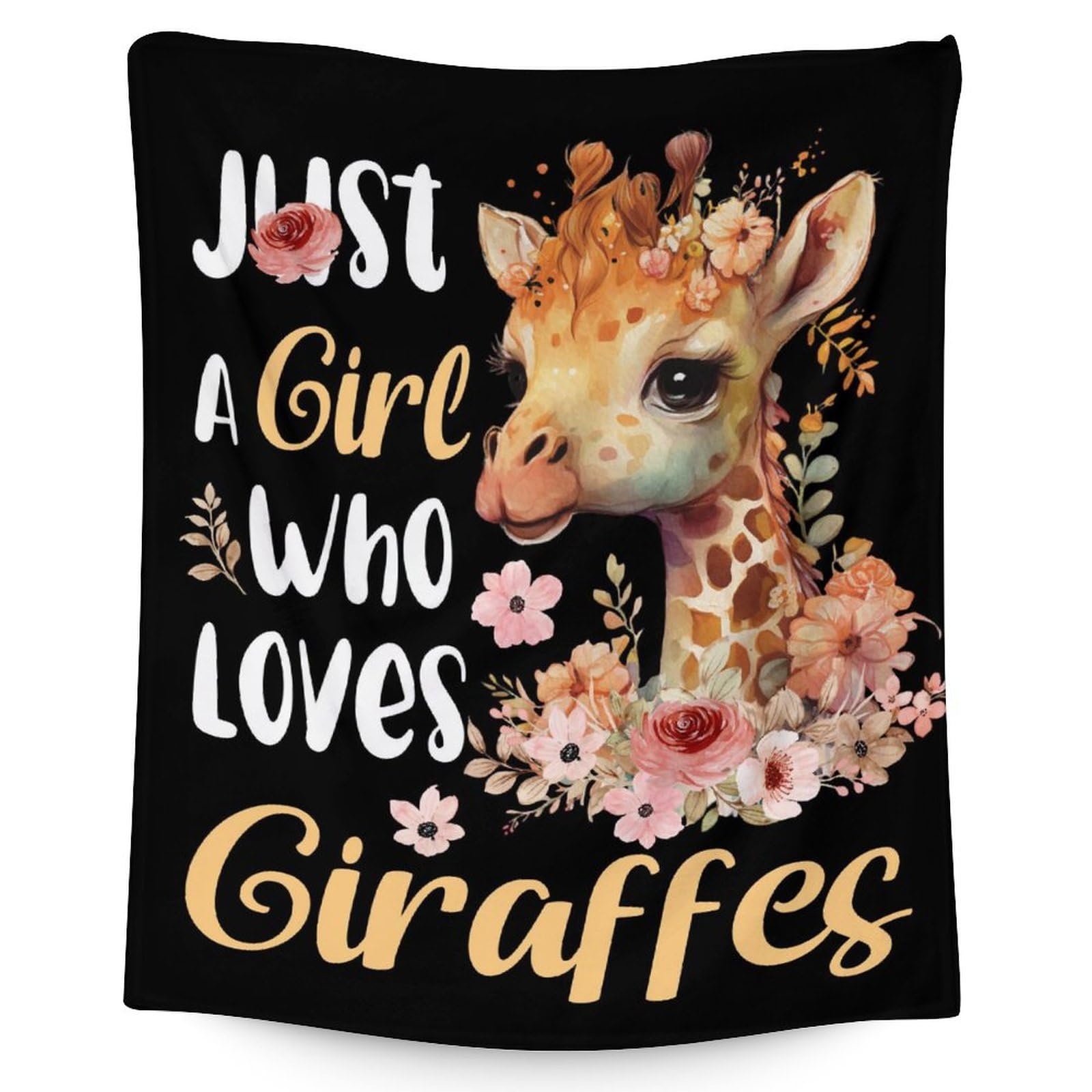 Giraffe Blanket Gifts - 40"x50" Cute Throw Blanket for Girls - Black Soft Plush Blankets for Couch, Sofa