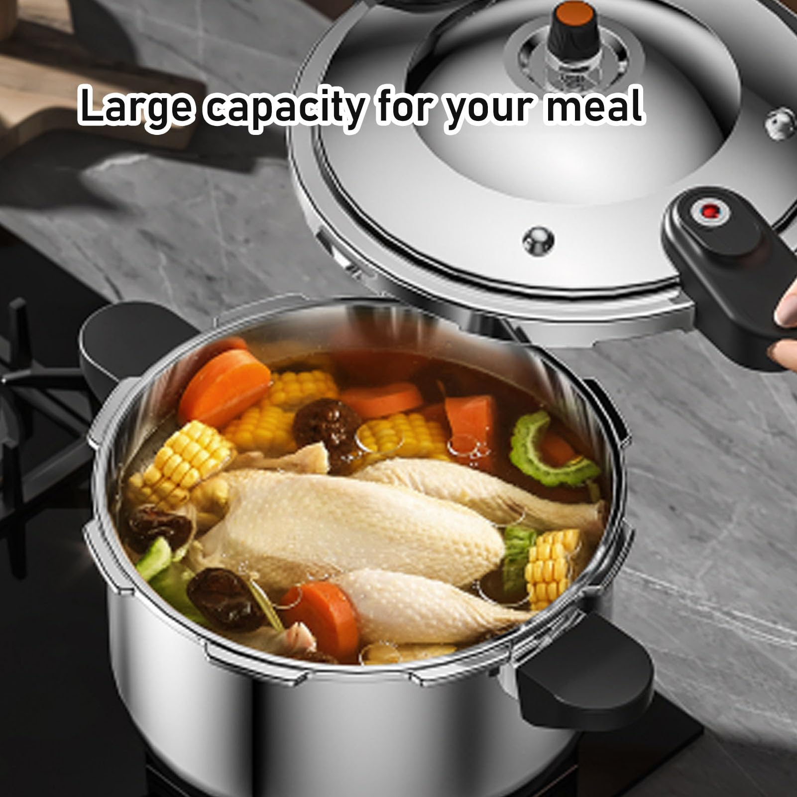 Stainless Steel Pressure Cooker, 80kpa Dual Handle Pressure Canner Large Capacity Pressure Cooking Pot Kitchen Pressure Pan for Gas Stove Electric Stove Induction