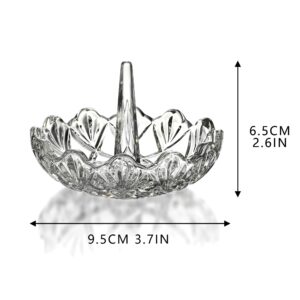 H&D HYALINE & DORA Clear Crystal Ring Holder,Glass Ring Dish for Jewelry,Ring Display Jewelry Holder for Wedding,Wavy Shape Jewelry Display Gift for Mom,Wife,Girl