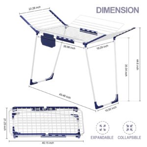 APEXCHASER Clothes Drying Rack, Foldable Laundry Rack with Sock Clips, Indoor/Outdoor for Towels, Clothes, Dress