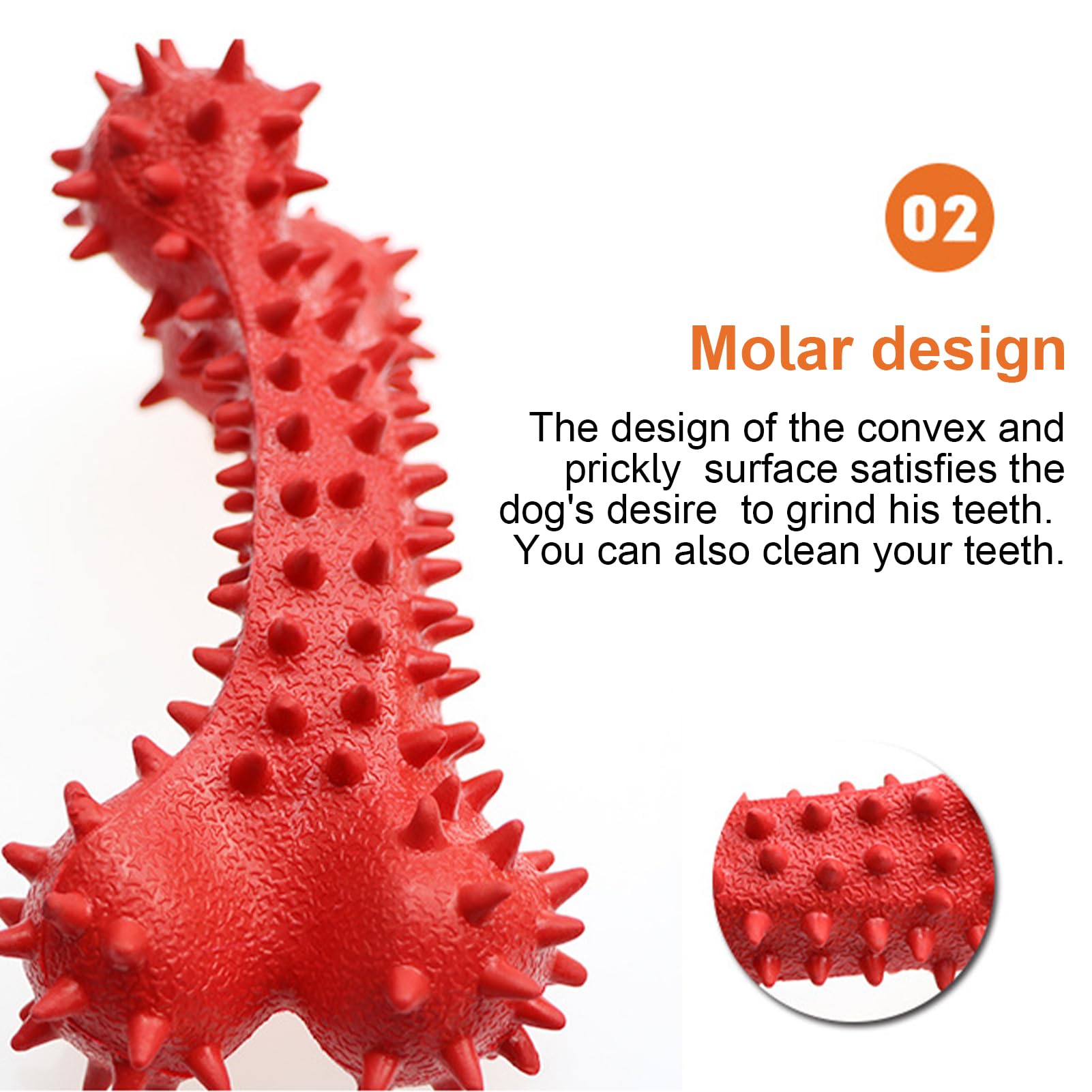 KSIEE Bone Dog Toy, Puppy Chew Toys Rubber, Teething Pet Toys, Natural Puppy Toys for Dog, Puppy, Playtime, Promotes Dental and Gum Health for Your Pet (Red)