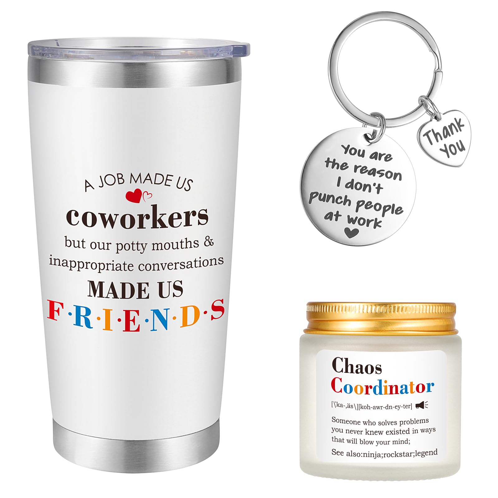 NXPOY Gifts for Coworker- Coworker Gifts for Women -Funny Coworker Gifts for Women- Employee Appreciation Gifts -Birthday Gifts for Coworker Stainless Steel Tumbler 20OZ (White)