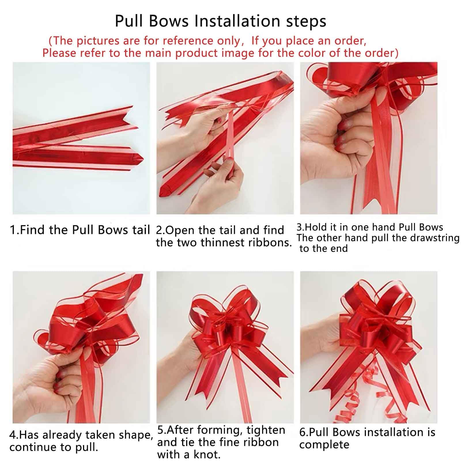 We Moment 5 PCS 7 inches Large Pull Bows Wrapping Pull Bow Ribbon，Gold Gift Wrap Bows for Gift Wrapping Baskets Wedding or Flower Decorations, Valentine's Day Christmas Birthday Gift Decorations