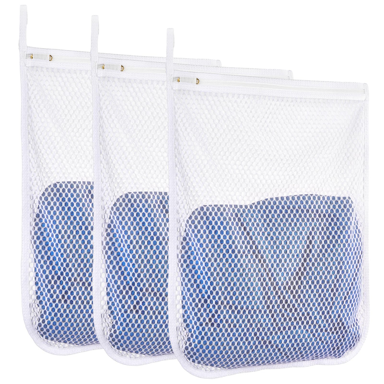 3 pcs Durable Honeycomb Mesh Laundry Bags for Delicates 12" x 15" (3 Medium)