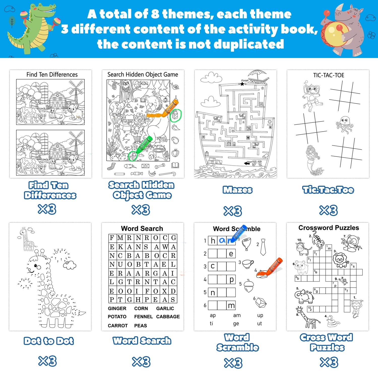 Kalysky 24 Mini Activity Books for Kids Party Favors ages 4-8 8-12,Fun and Challenges include Mazes, Dot to Dot,Word Search, Word Scramble and More for Goodie Bag Stuffer Classroom Activity