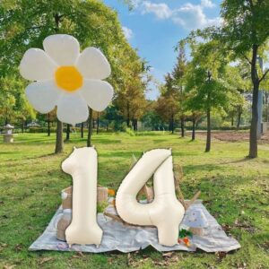 YFHVJTKO 40 Inch Number 24 Foil Balloons 24th Celebration Decorations for Happy 24th Birthday Party Wedding Bridal Shower Engagement Photo Shoot Anniversary Decoration, Number 24 Cream White Balloon