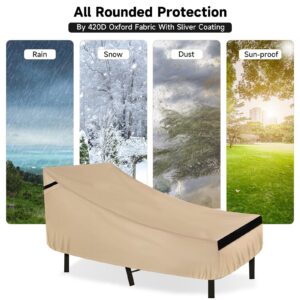 NEVERLAND Waterproof Patio Lounge Chair Cover, Outdoor Chaise Lounge Covers with Heavy Duty Material, 420D Waterproof Outdoor Chairs Cover 76L x 32W x 32H inch Golden (2 PACK)