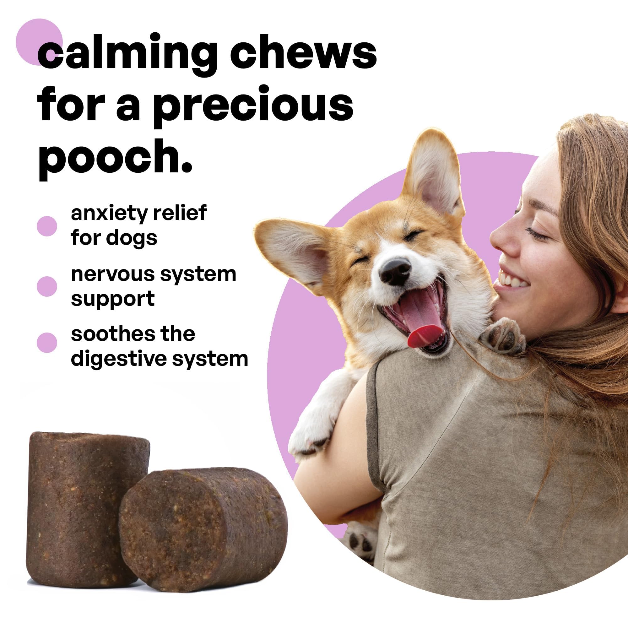 Hemp Hounds - Melatonin Free Calming Chews for Dogs - Fireworks Stress - Dog Calming Treats for Anxiety Relief - 90 Count - Dog Separation Anxiety Treats - Beef Liver Flavor - Adaptogens - 11.9 oz