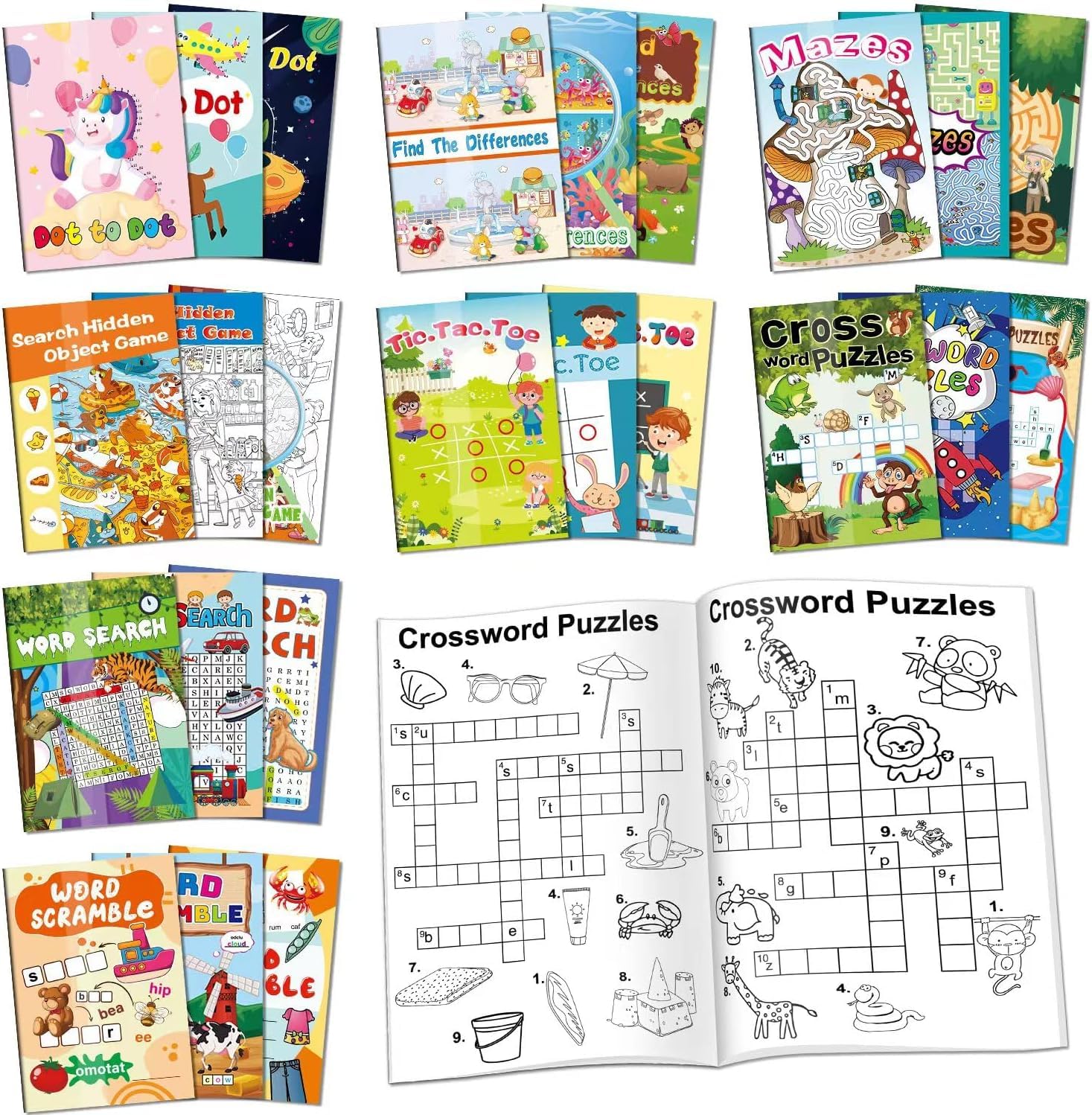 Kalysky 24 Mini Activity Books for Kids Party Favors ages 4-8 8-12,Fun and Challenges include Mazes, Dot to Dot,Word Search, Word Scramble and More for Goodie Bag Stuffer Classroom Activity