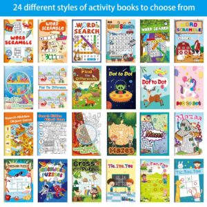 Kalysky 24 Mini Activity Books for Kids Party Favors ages 4-8 8-12,Fun and Challenges include Mazes, Dot to Dot,Word Search, Word Scramble and More for Goodie Bag Stuffer Classroom Activity